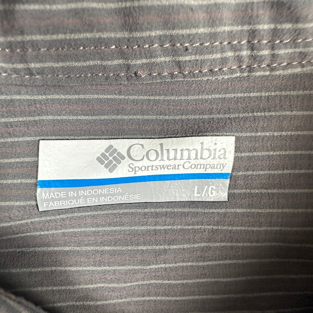 Columbia Short Sleeve Button Up Shirt Mens Large Gray Striped XO0910 Stretch - Picture 4 of 12